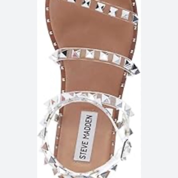 Steve Madden Silver Gladiator Sandals with Studded Details - Picture 2 of 6